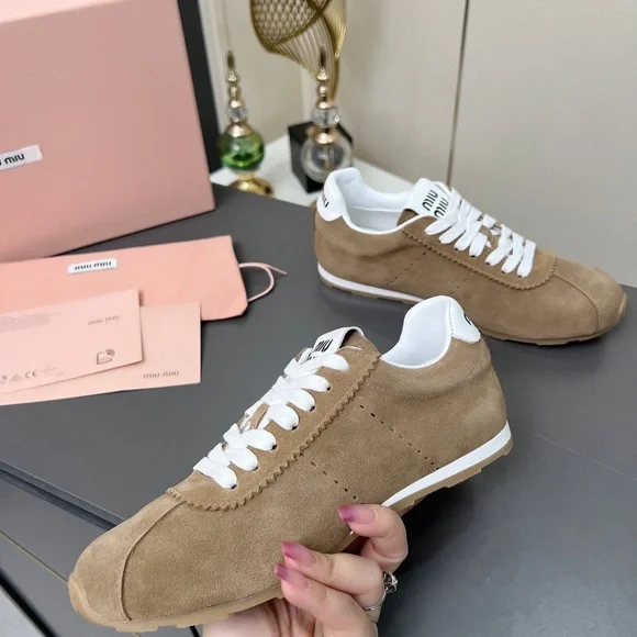 Miu Miu Tan Suede Women's Sneakers
